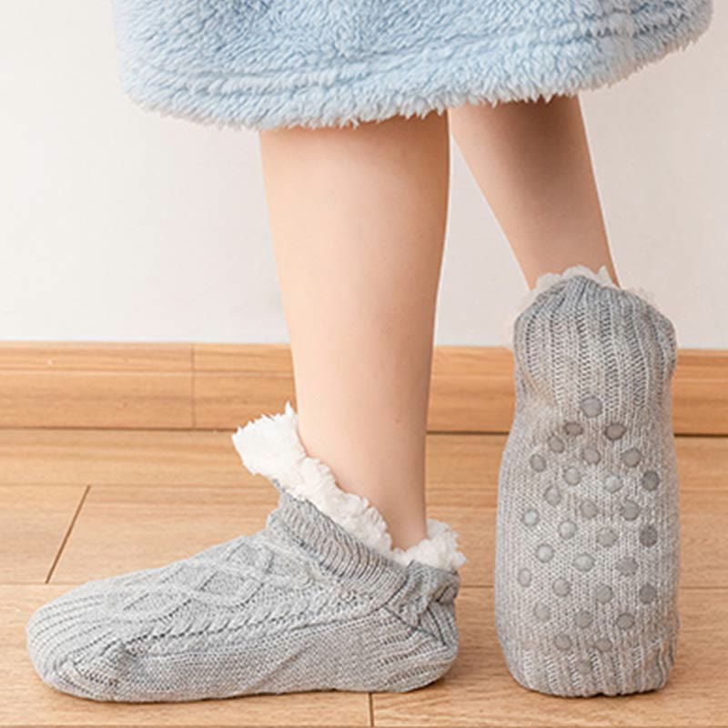 Warme Hausschuhesocken aus Lammwolle in Übergröße (2 Paar) - Grau - L - image 3