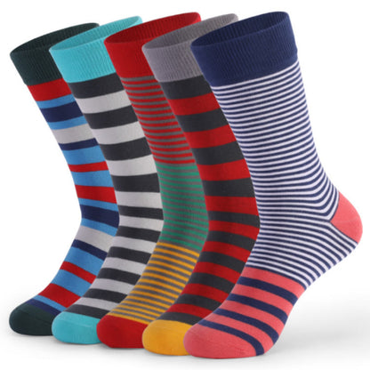 Vintage bunt gestreifte Crew-Socken (5 Paar)