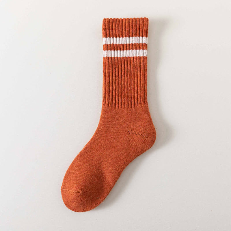Gestreifte, warme Wollsocken (5 Paar) - Orange - EU36-44 (US3-10) - image 4