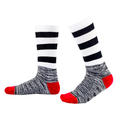 Kniehohe gepolsterte Socken mit schwarzen und weißen Streifen - image 3