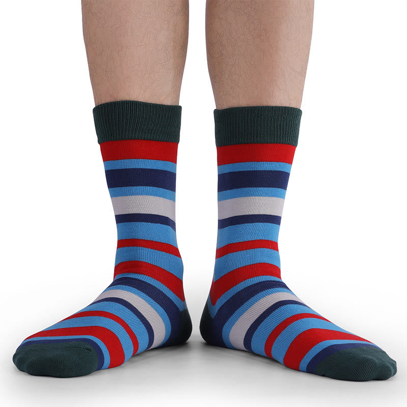 Vintage bunt gestreifte Crew-Socken (5 Paar)
