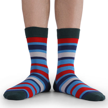 Vintage bunt gestreifte Crew-Socken (5 Paar)
