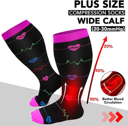 Bunte Kompressionsstrümpfe mit Muster in Übergrößen 2XL- 7XL (3 Paar) - image 4