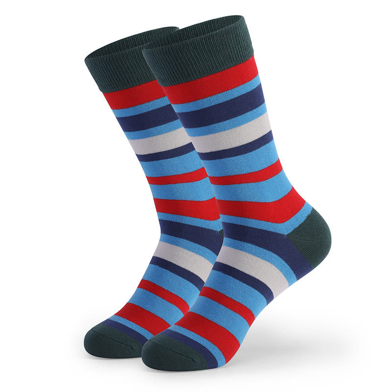 Vintage bunt gestreifte Crew-Socken (5 Paar)