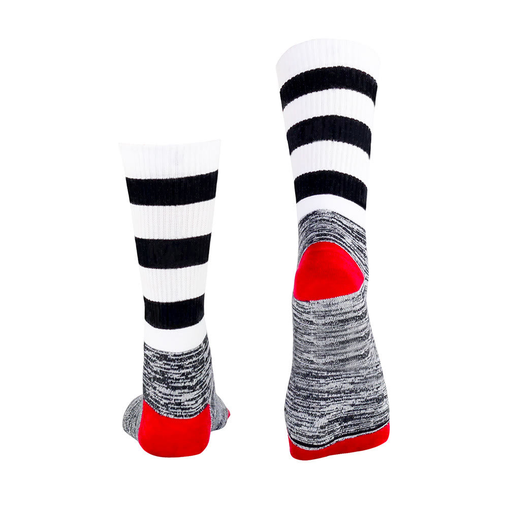 Kniehohe gepolsterte Socken mit schwarzen und weißen Streifen - image 6