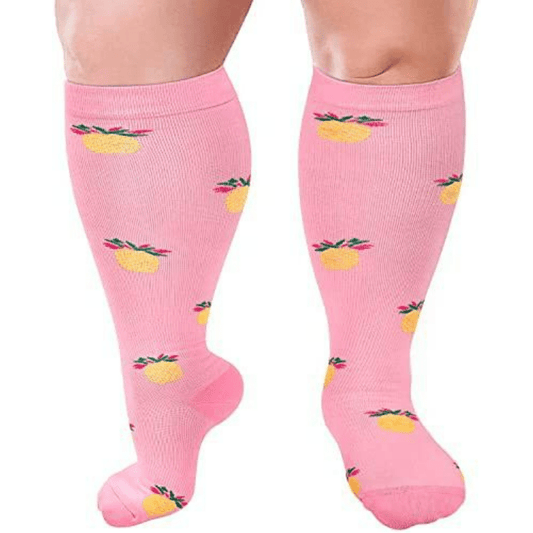 2XL-7XL Pink Pineapple Kompressionsstrümpfe in Übergröße (3 Paar)