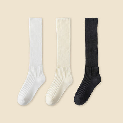 Einfarbige, stylische Slouch-Socken (3 Paar) - Weiß+Beige+Schwarz - EU36-40 (US3-7) - image 20