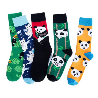 Süße Panda-Crew-Socken in Übergröße (5 Paar)