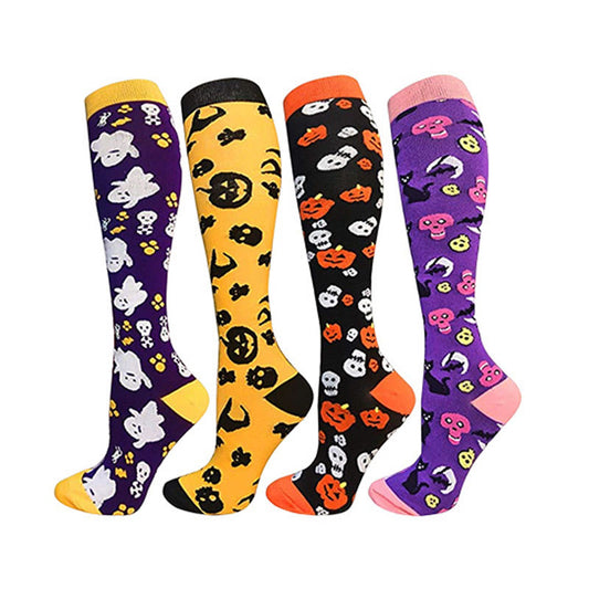 Lustige Halloween-Kompressionsstrümpfe (4 Paar) - Mehrfarbig - L/XL - image 1