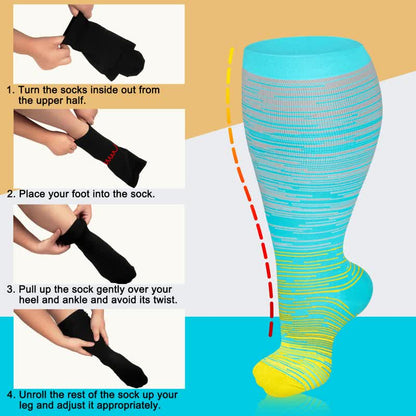 Plus Size Kompressionsstrümpfe mit hellen Streifen, Größen 2XL- 7XL (3 Paar) - image 2