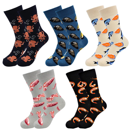 Fun Crew-Socken der Marine-Serie in Übergröße (5 Paar) - Mehrfarbig - EU36-43 (US3-9) - image 1