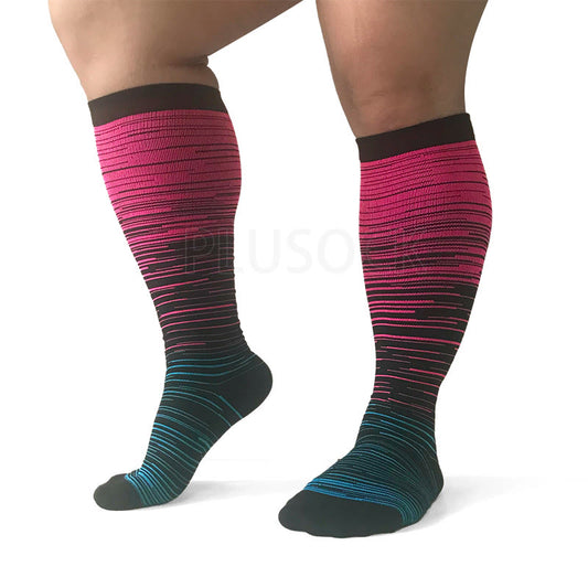 Fuchsia Red Filaments Kompressionsstrümpfe in Übergrößen 2XL-7XL (3 Paar) - image 0