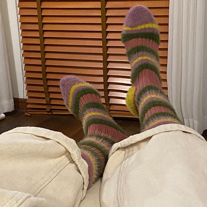 Farbblock-Socken mit Fellbesatz (6 Paar) - image 1