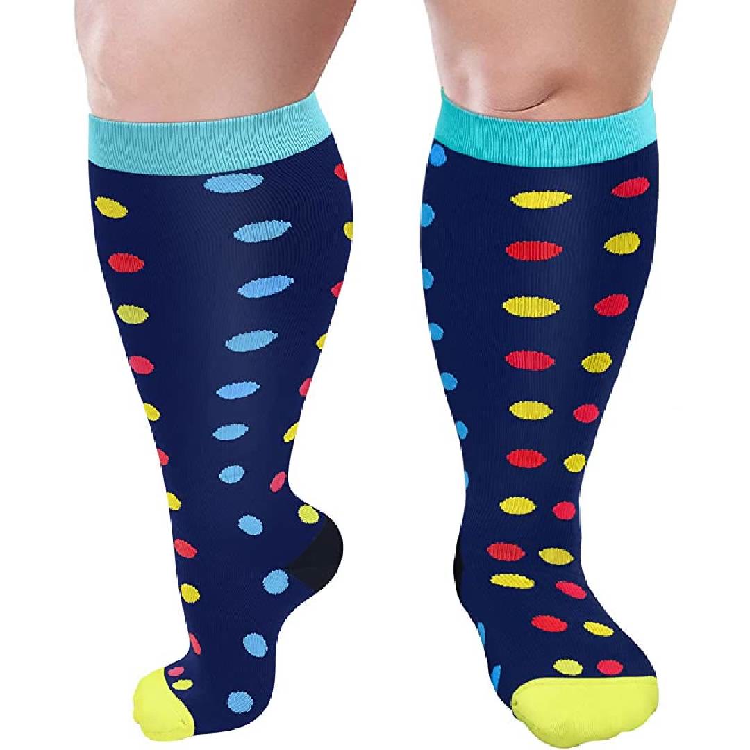 Bunte Kompressionsstrümpfe mit Muster in Übergrößen 2XL- 7XL (3 Paar) - Blau - 7XL - image 7