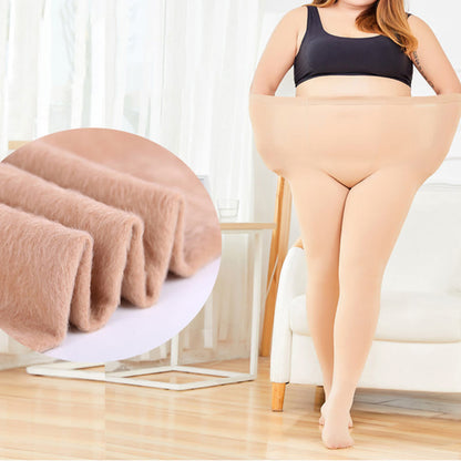 Fleece-Strumpfhosen mit Taillenbund in Übergröße (2 Paar) - Fuß - Nackt - Passend für 99lbs-198lbs - image 1