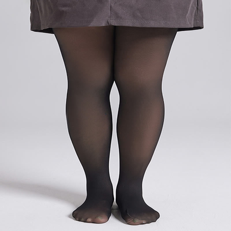 Dicke Strumpfhosen mit hoher Taille in Übergröße - 330 g (plus Samt) - Schwarz - Fuß - image 0