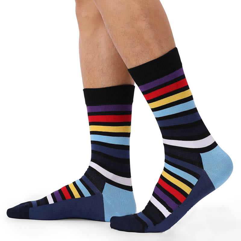 Bunt gestreifte Crew-Socken aus Baumwolle (5 Paar)