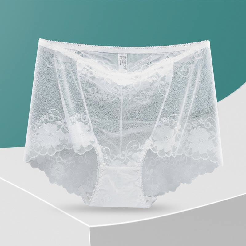 Hochgeschnittene Höschen mit Lochspitze (5 Paar) - Weiß - 4XL - image 12