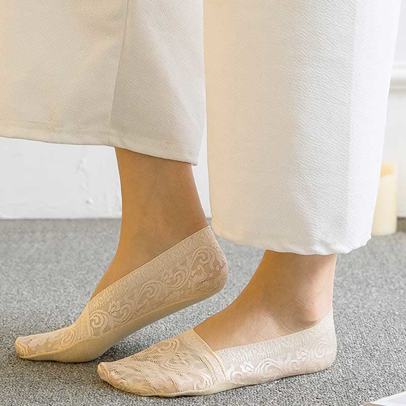 Unsichtbare Socken mit Blumenmuster und Spitze (5 Paar) - image 2