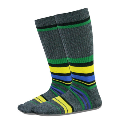 Dunkelgrüne gestreifte, kniehohe, gepolsterte Socken - image 2