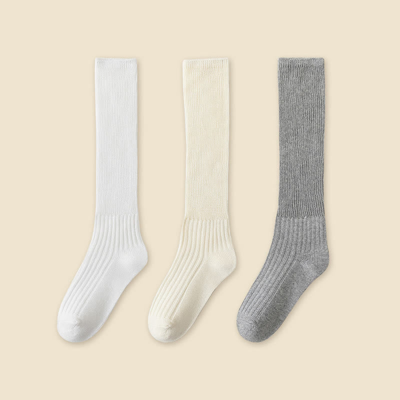 Einfarbige, stylische Slouch-Socken (3 Paar) - Weiß+Beige+Grau - EU36-40 (US3-7) - image 21