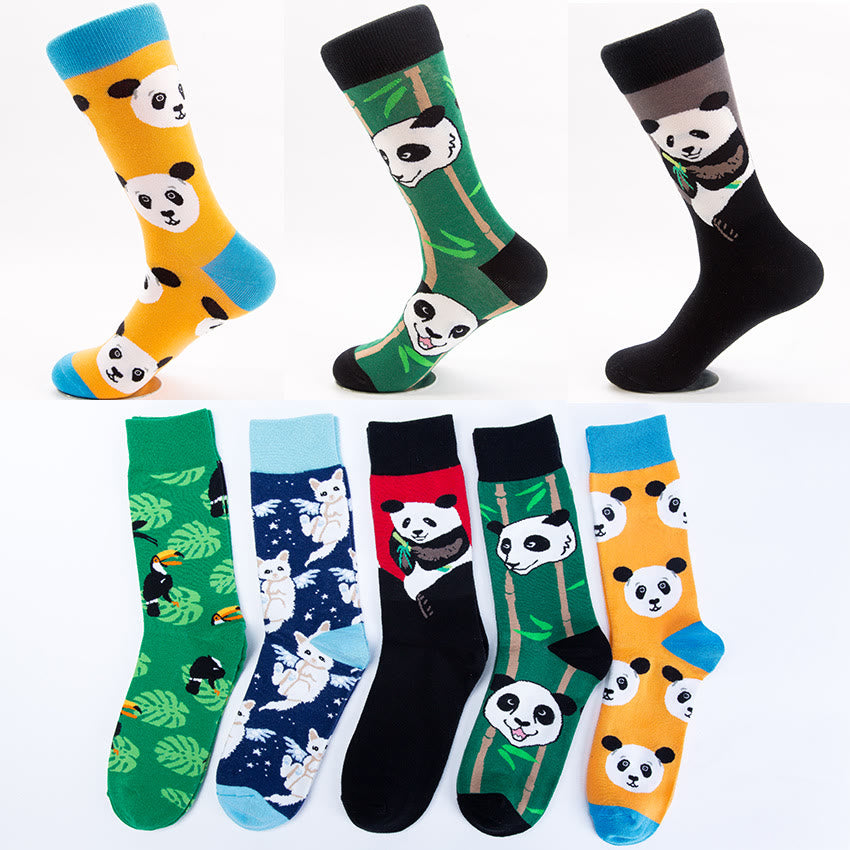 Süße Panda-Crew-Socken in Übergröße (5 Paar)