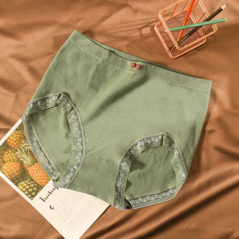 Atmungsaktive, hochgeschnittene Spitzenhöschen (5 Paar) - Grün - Passend für 195–280 Pfund - image 12