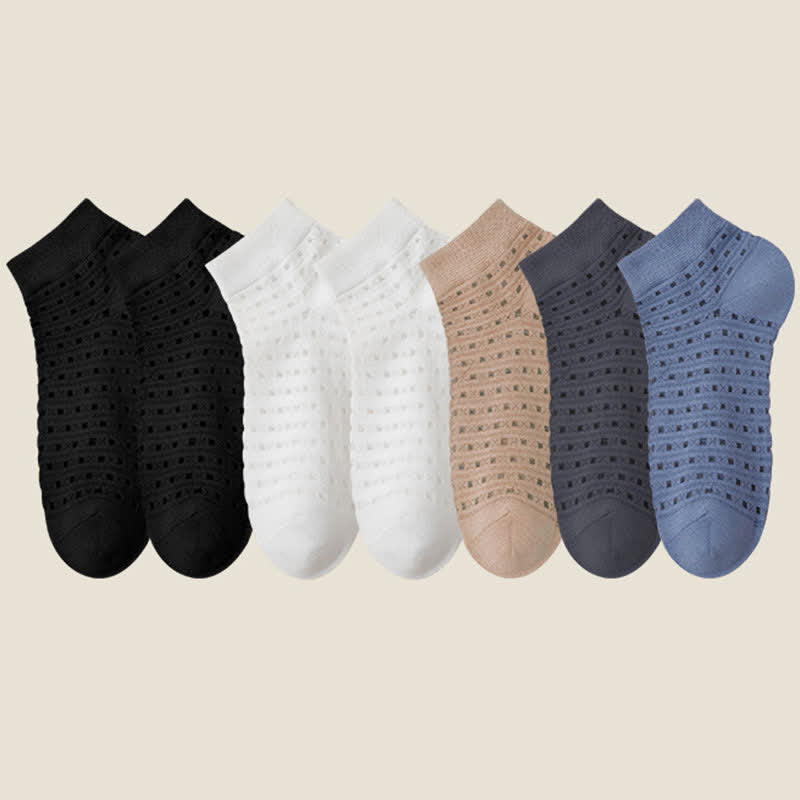 Knöchelsocken aus hohlem Netzgewebe (7 Paar) - Schwarz*2+Weiß*2+Khaki*1+Marineblau*1+Dunkelgrau*1 - EU38-44 (US5-11) - image 14