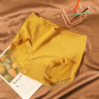 Atmungsaktive, hochgeschnittene Spitzenhöschen (5 Paar) - Gelb - Passend für 195–280 Pfund - image 14