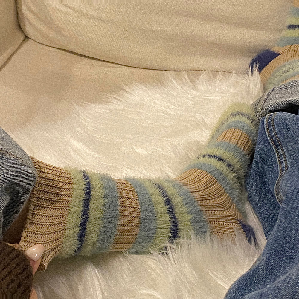 Farbblock-Socken mit Fellbesatz (6 Paar) - image 3