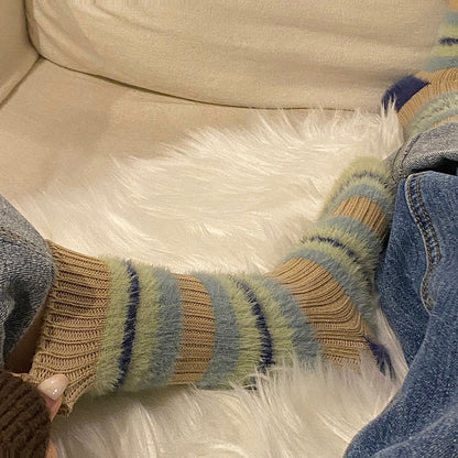 Farbblock-Socken mit Fellbesatz (6 Paar) - image 3