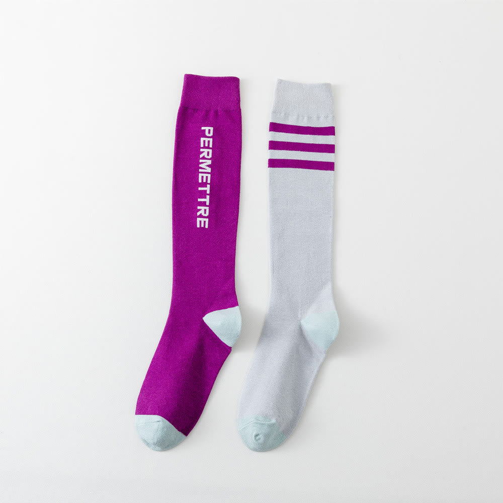 Kompressionsstrümpfe aus Baumwolle in Übergröße, gemischte Farben (3 Paar) - Unisex - Lila&Grau - image 18