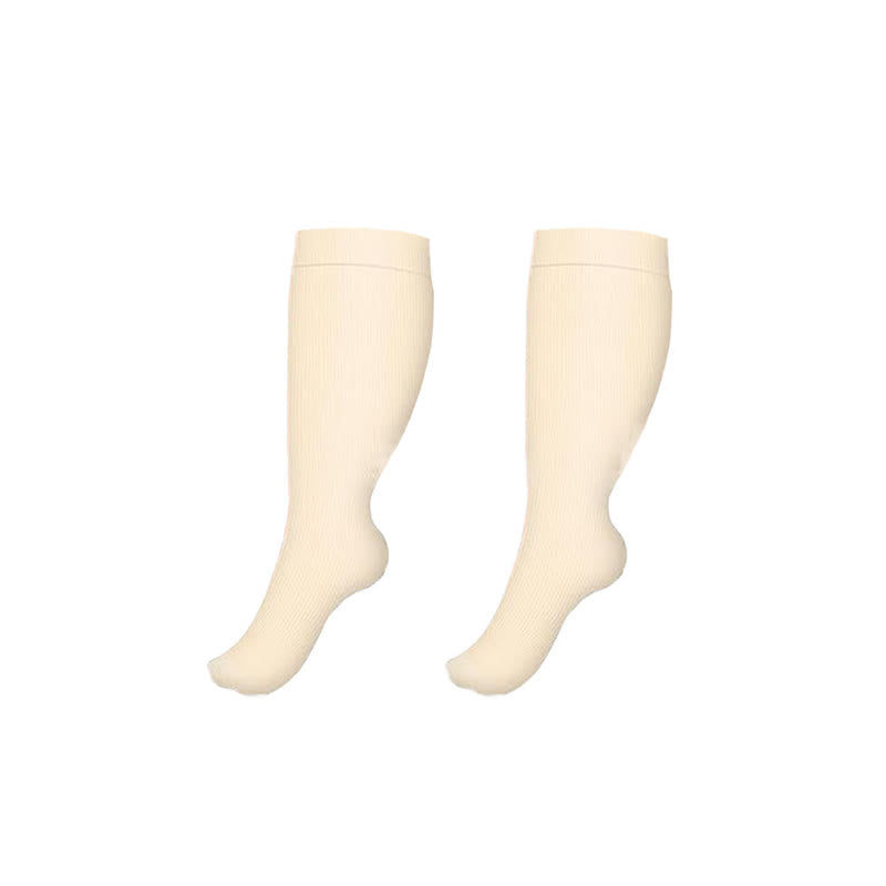 Kompressionsstrümpfe in Übergröße, einfarbig (3 Paar) - Beige - 4XL - image 4
