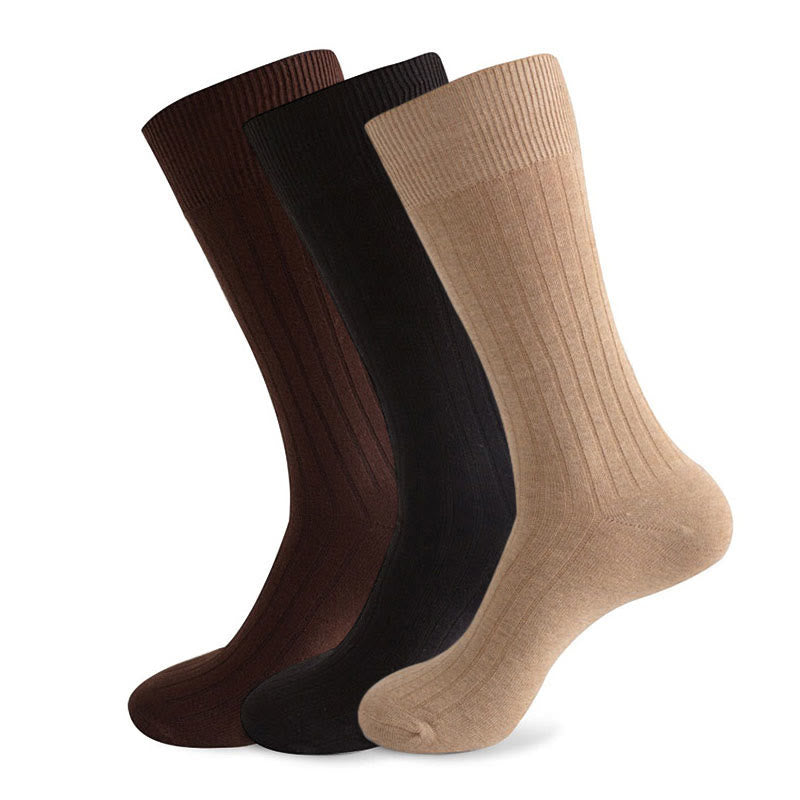 Socken mit einfarbigen Streifen (3 Paar) - Schwarz & Khaki & Kaffee - EU46-50 (US12-15) - image 3