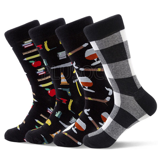 Crew-Socken mit Werkzeugaufdruck in Übergröße (4 Paar)