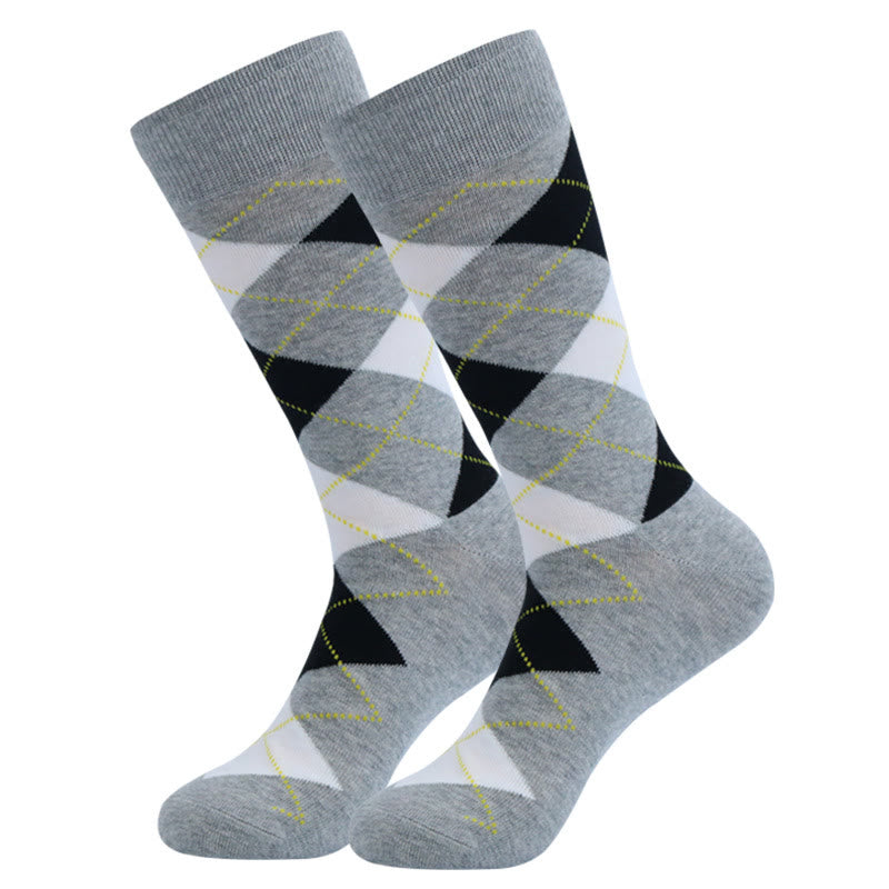 Crew-Socken mit Punkt-Rhombus-Muster in Übergröße (5 Paar)