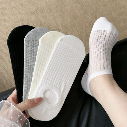 Gerippte, atmungsaktive, unsichtbare Socken (4 Paar) - Mehrfarbig - EU36-40 (US3-7) - image 0