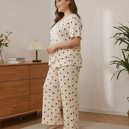 Pyjama-Set mit Spitze und Polka-Dots - image 3