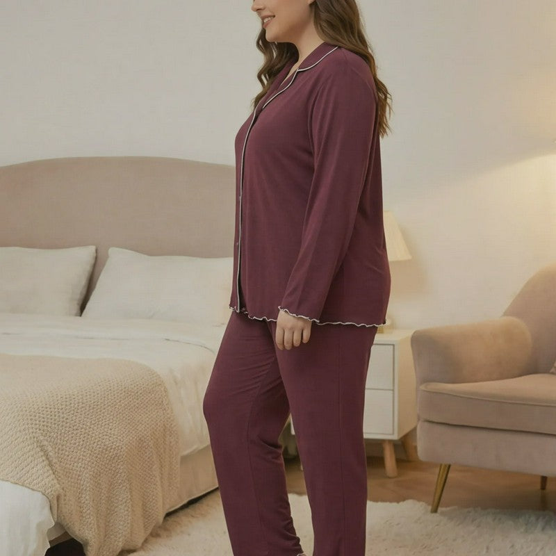 Klassisches einfarbiges Pyjama-Set - image 4