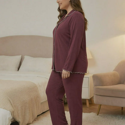 Klassisches einfarbiges Pyjama-Set - image 4