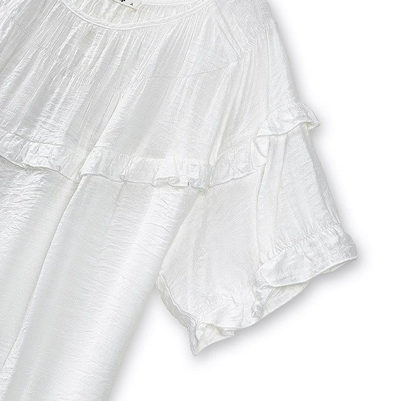 Bluse aus geknittertem Viskose-Mischgewebe mit Rüschenpasse - image 6