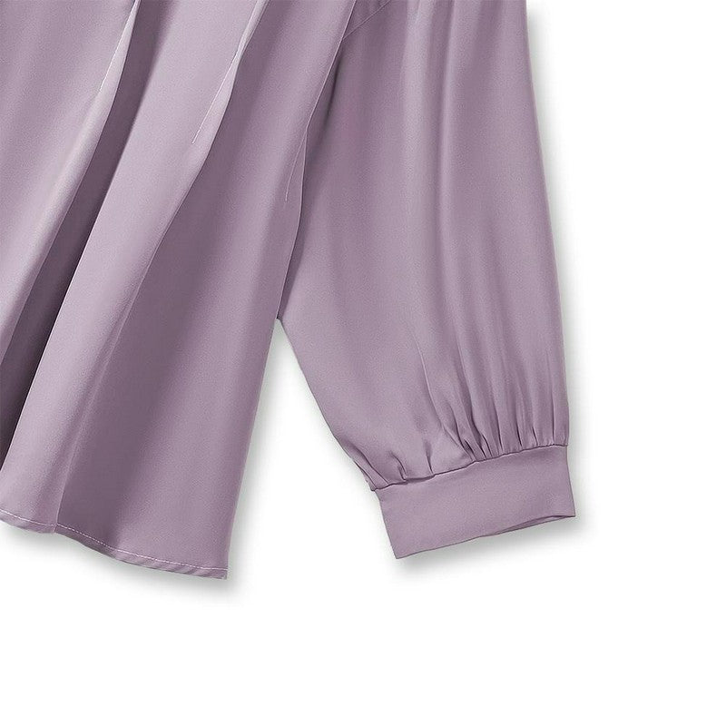 Drapierte Bluse mit V-Ausschnitt und lockerer Passform - image 4