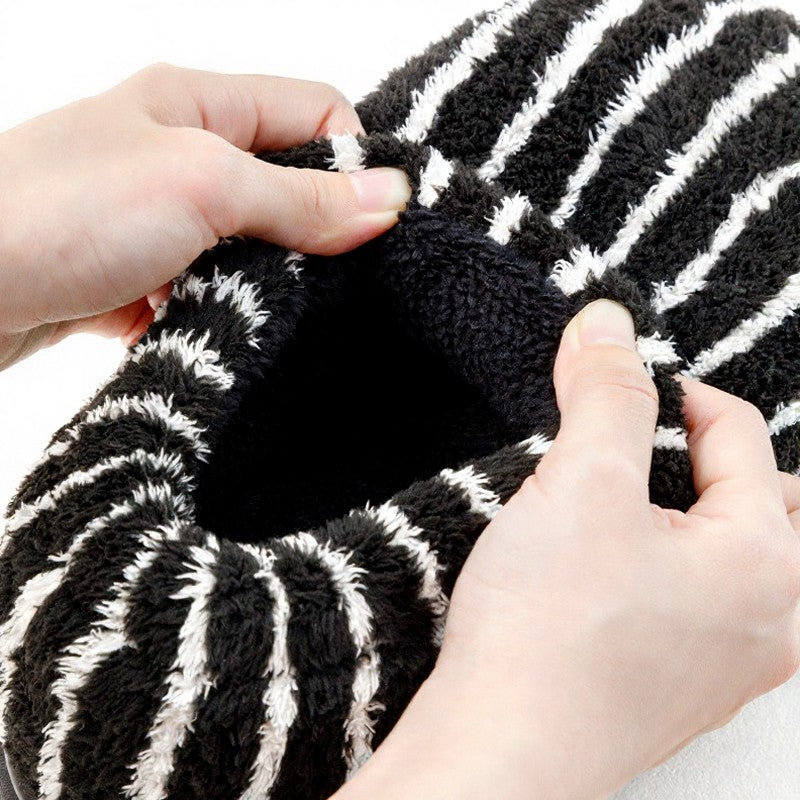 Plus Size Gestreifte Plüschschuhe mit geschlossener Ferse - image 5