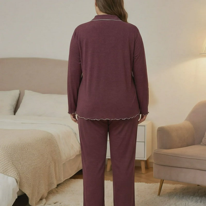 Klassisches einfarbiges Pyjama-Set - image 3