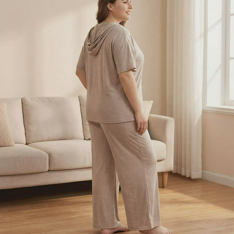 Pyjama-Set mit lockerer Passform und Kapuze - image 3