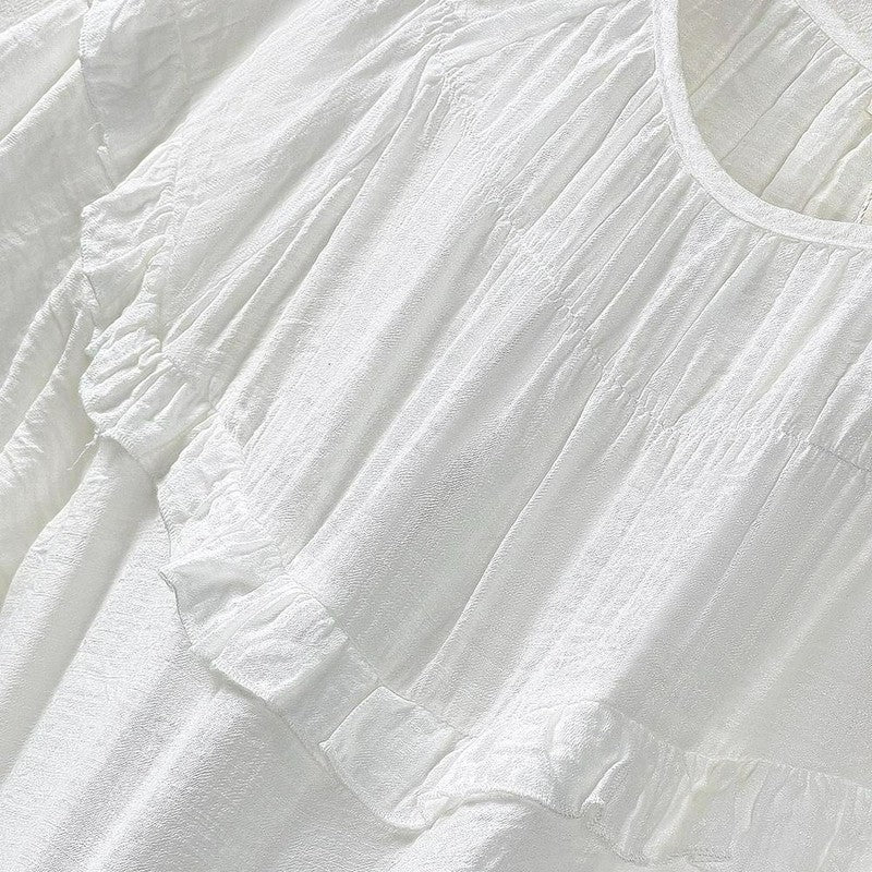 Bluse aus geknittertem Viskose-Mischgewebe mit Rüschenpasse - image 5
