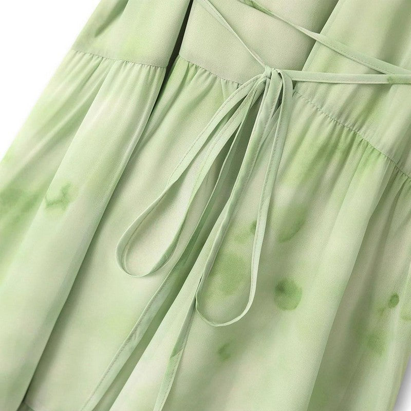 Romantisches Maxikleid mit Rüschen und Bindekragen - image 2