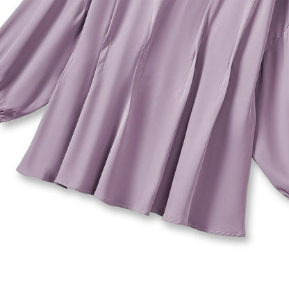 Drapierte Bluse mit V-Ausschnitt und lockerer Passform - image 3