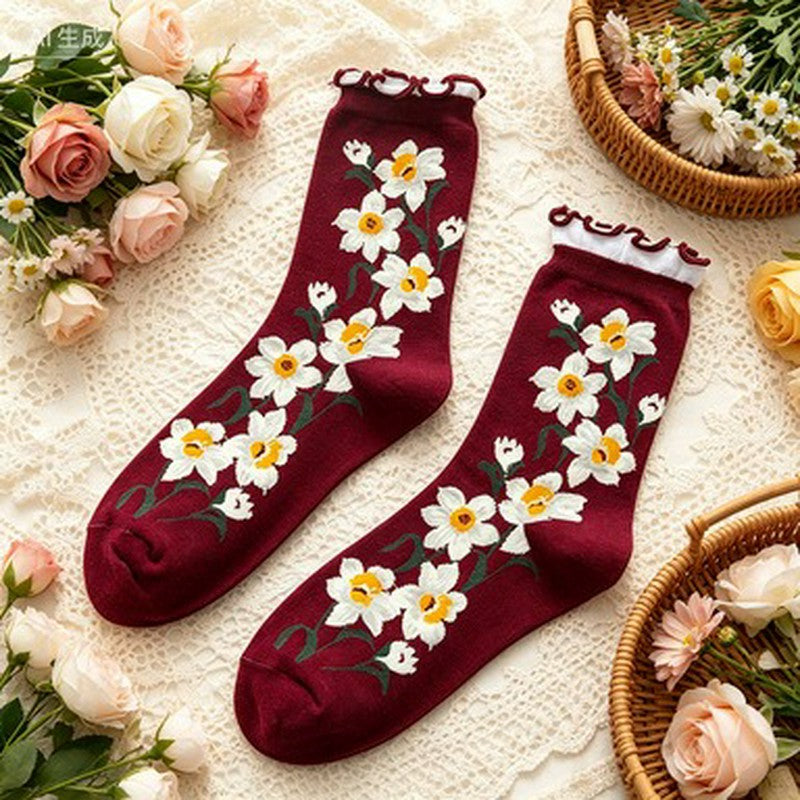 Daisy Rüschen-Socken für den Alltag (5 Paar) - Rot - EU35-40 (US2-7) - image 5