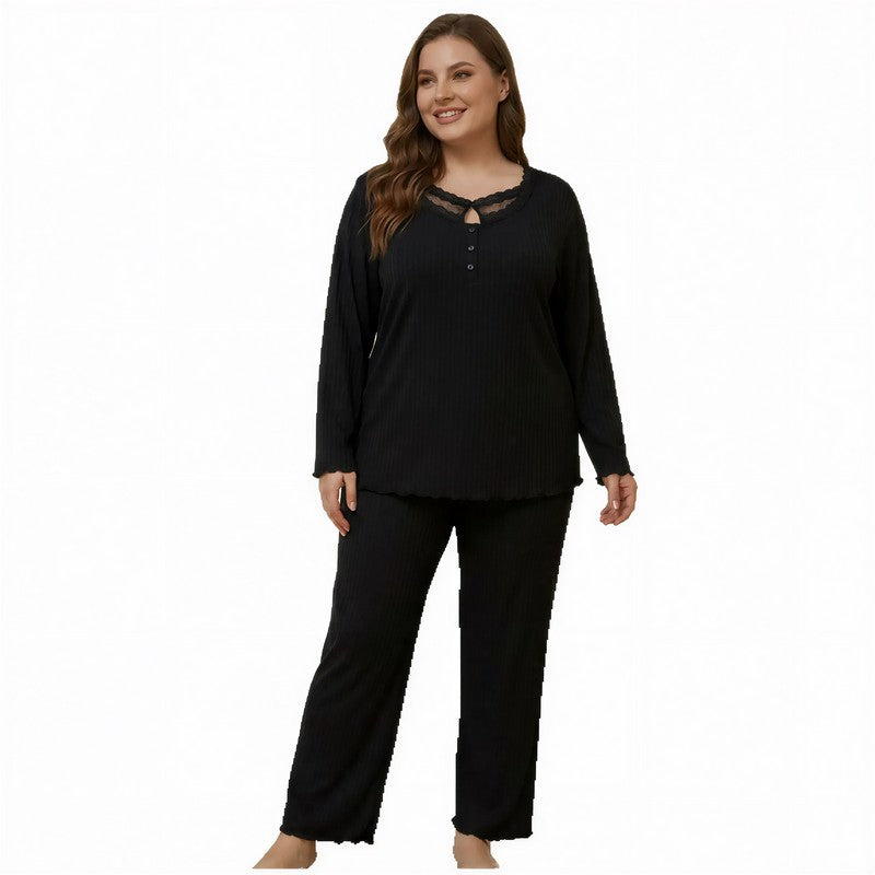 Spitzenpyjama-Set in Unifarbe - image 3